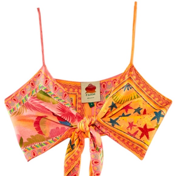 NWT FARM rio Mixed Scarves Bandanna Top Size Medium - Picture 3 of 10